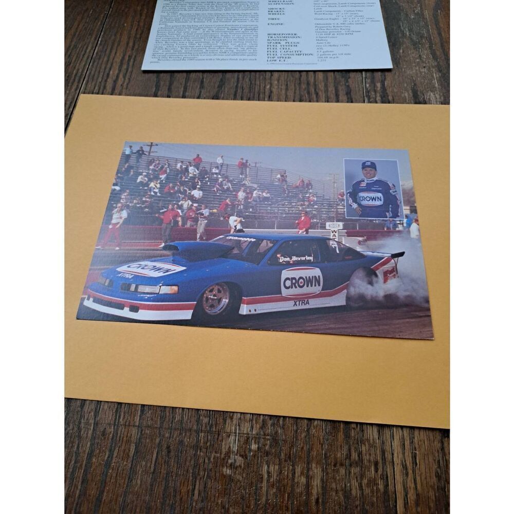 Vintage 1990 Don Beverley Crown Racing NHRA Pro Stock Driver Card Oldsmobile